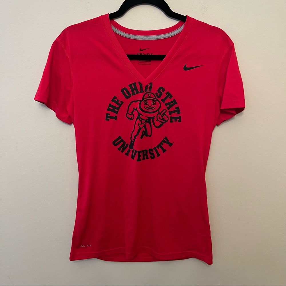The Ohio State University Nike Dri-Fit V-neck Red Black Buckeyes Women's Small